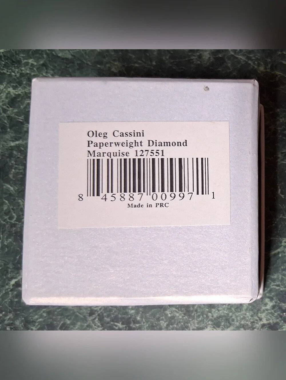 Oleg Cassini Crystal Paperweight Cut Diamond Marquise Clear 2” NIB